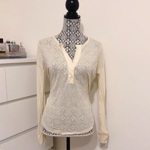 ARITZIA WILFRED Sheer Long Sleeve Blouse Tee